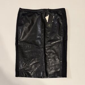Just Cavalli Black Leather and Pony Hair Skirt